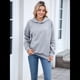 thumbnail image 4 of Sudadera con Capucha para Mujer, Informal, de Larga, Holgada, con Bolsillo. Gris M, 4 of 9
