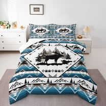 Castle Fairy Safari Deer Bedding Comforter Set 2pcs for Boys Girls,Hippie Tribal Aztec Twin Comforter Sets Microfiber,Jungle Animal Breathable Bedding Set,Breathable Home Decor,Reversible