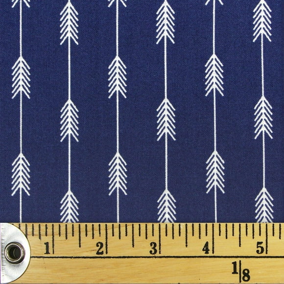 Fabric Creations Navy Blue with Continuous White Arrows Fat Quarter Pre-Cut Fabric - 18" x 21" / 45cm x 53cm