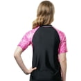 thumbnail image 2 of Aqua Design Short Sleeve Rash Guard Women: UPF 50+ UV Protection Swim Shirt Top: Pink Water/Black size X-Large, 2 of 2