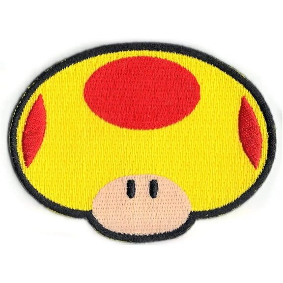 Nintendo Super Mario Game Yellow Mega Mushroom Iron On Patch
