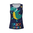 thumbnail image 3 of Picia Dinosau Space Explorer Pattern Women's Workout Tank Top,Breathable Activewear,Slim Fit Athletic Top,Versatile Workout Moisture-wicking top-Medium, 3 of 9
