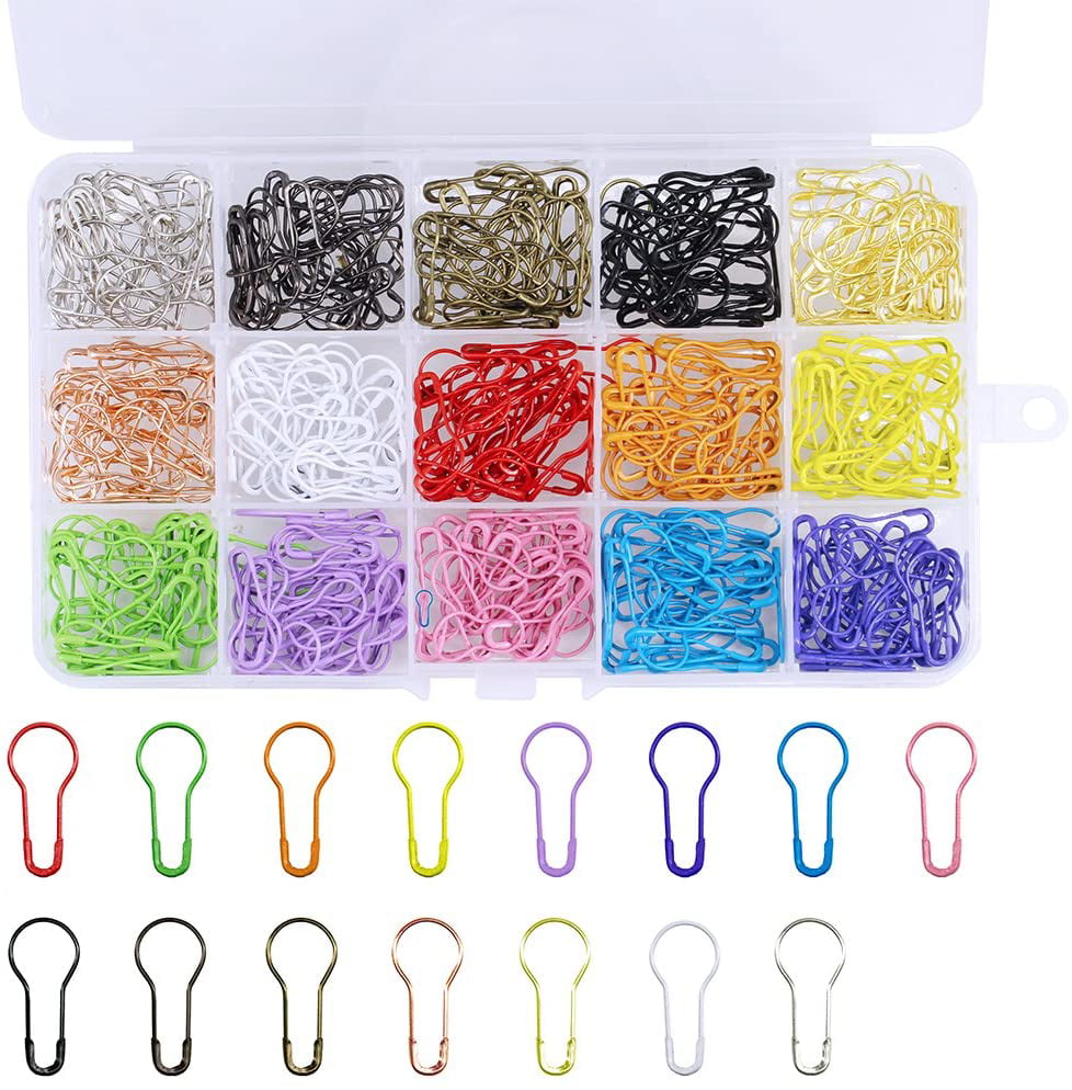 Colored Metal Gourd Safety Pins 500 Pcs Pear Shaped Pins for Knitting Stitch Markers DIY Sewing Craft Making Home Accessories 