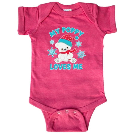 

Inktastic Polar Bear My Poppy Loves Me in Santa Hat with Snowflakes Gift Baby Boy or Baby Girl Bodysuit