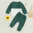 thumbnail image 5 of Gerichy Toddler Baby Boy Clothes Fall Winter Outfit Patchwork Long Sleeve Sweatshirt Tops Stretch Pants Playwear Set Christmas Long Sleeve Color Block Pullover Tops Trumpet Pants Outfits 2PCS Set, 5 of 7