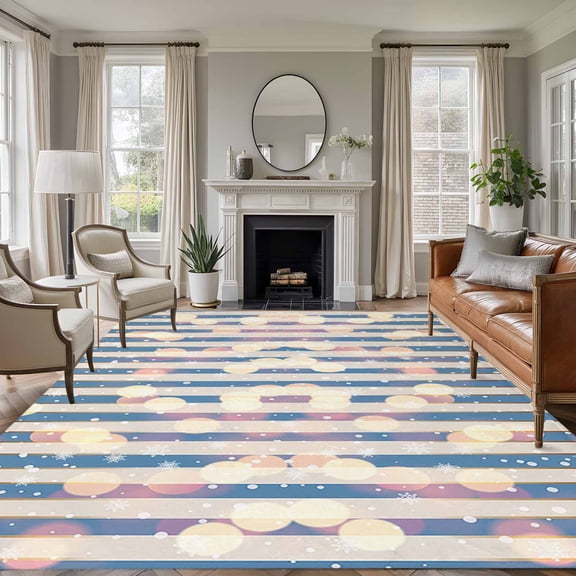 8'x10' Area Rugs, Blue Pink Ombre Indoor Outdoor Area Rug for Living Room Bedroom, Modern Striped Abstract Art Washable Bathroom Rugs Kitchen Floor Carpet Mats Home Decor Aesthetic