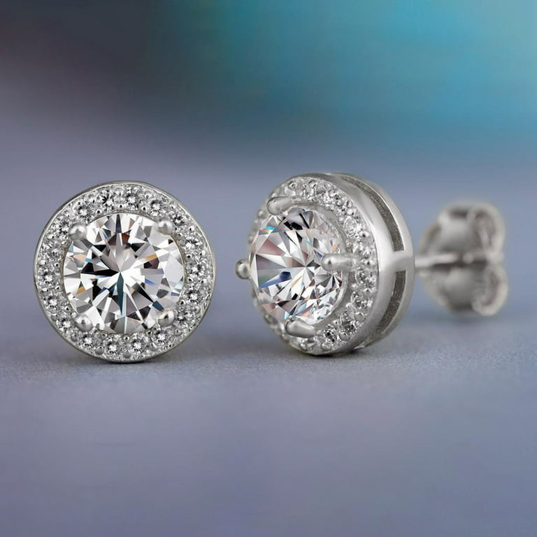 Jiamiaoi 3.5 Carat Halo Stud Earrings - 925 Sterling Silver, 18K Gold Plated, 5A+ Cubic Zirconia For Women 4 thumbnail image
