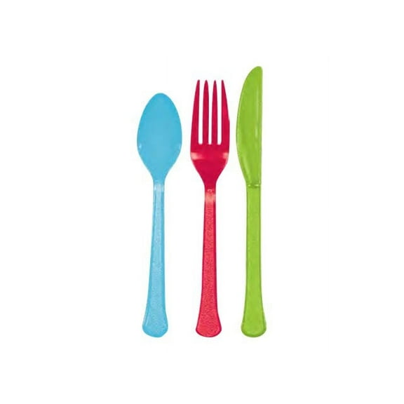 Big Party Pack Festive Green Plastic Cutlery Set, 210 Count