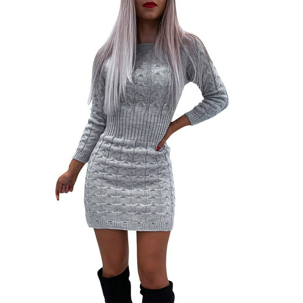 Jersey de manga larga con cuello redondo y nuevo diseño para mujer: prenda de color liso, grosor estándar, informal para otoño/invierno