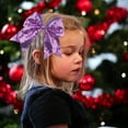 thumbnail image 3 of "Sequin Gold Cheer Bows, Handmade 10PCS Large Cheer Bows Ponytail Holder Elastic Band (Black)", 3 of 6