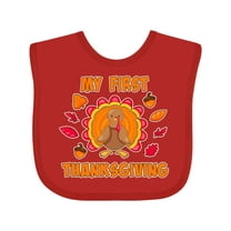 Inktastic My First Thanksgiving with Cute Turkey Boys or Girls Baby Bib