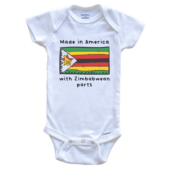 Made In America With Zimbabwean Parts Zimbabwe Flag Baby Bodysuit