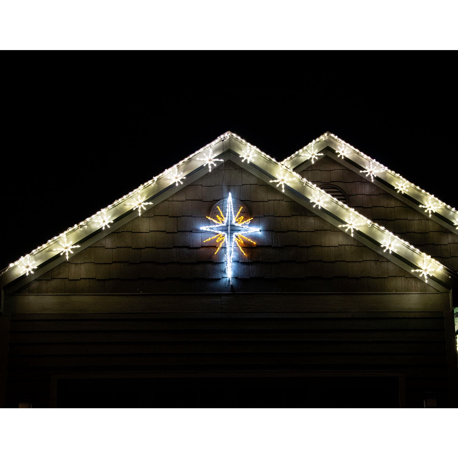 Fraser Hill Farm Christmas Giant Outdoor LED Lights, 4-Ft. Bethlehem Star in Pure White/Gold (51"H x 36"W)