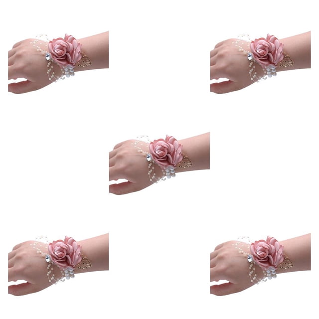 sweethay Wrist Flower Portable Corsages Bracelets Artificial Marriage Hand Layout Props Flowers for Brides Girls Sisters Group Bridesmaid 9.00*7.00*0.80 cm 5Conjunto