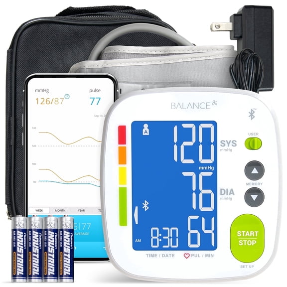 Greater Goods Bluetooth Blood Pressure Monitor, Upper Arm Cuff, App Compatible, 120-Reading Memory, Carrying Case Included