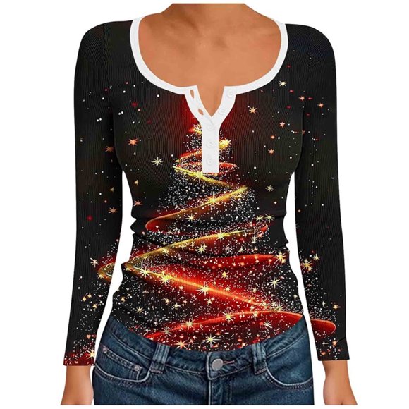 Womens Fall Clothes Round Neck Casual Tops for Fall and Winter