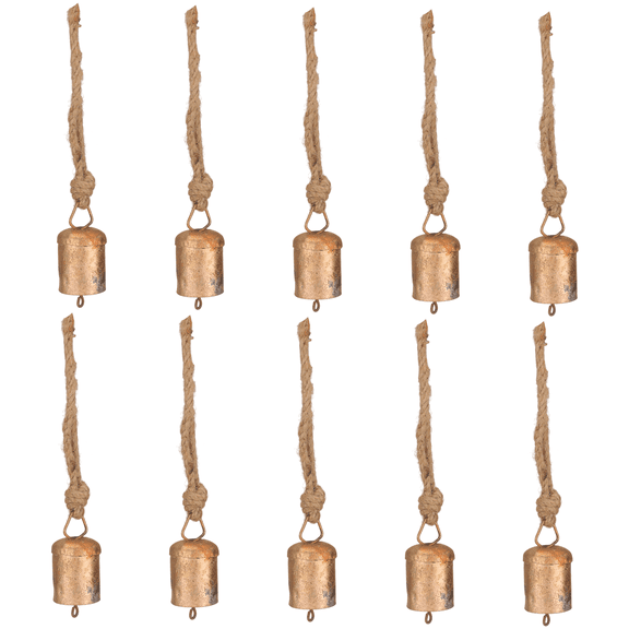 Vivanta Gold Mini Christmas Bells, 10 Pcs Rustic Vintage Iron Ornaments for Crafting & Chimes