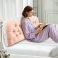 thumbnail image 2 of Velvet Headboard Wedge Pillow King Double Size Backrest Cushion for Bed with Removable Washable Cover Bedside Support Bolster Reading Pillow for Daybed Bunk Bed Dorm, 2 of 3