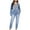 Blue, variant on Idoravan Denim Jumpsuits and Rompers Woman Women Long Sleeved Shirt Collar With Waistband And Slim Elastic Small Cuffs With Pockets Denim Jumpsuit