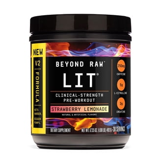 Beyond Raw LIT V2 Clinical Strength Pre Workout Powder, Hits Harder, Bigger Pumps, Caffeine, L-Citrulline, Creatine, Gummy Shark, 30 Servings