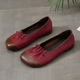 thumbnail image 6 of Tawop Womens Shoes Red Womens Shoes Casual Flat Leather Soft Retro Size 5.5, 6 of 9