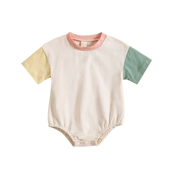 KyCheLot Baby Summer Clothes Short Sleeve Color Block Romper T Shirts for Boys Girls 3-24 Months