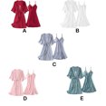 thumbnail image 4 of facefd Femmes Vêtements de Nuit Robe de Bain Robe Lingerie Intime Polyester Lavable en Vrac Intérieur Ménage Sommeil Tenue Gris-Bleu, 4 of 8