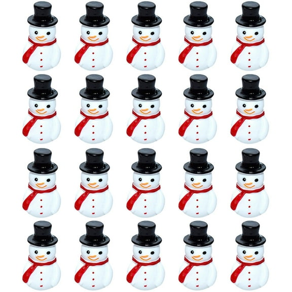 Howooi 50pcs Resin Craft Mini Snowman Decoration Desktop Miniature Christmas Snowman Statue Xmas Theme Decor