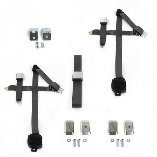 VW Type 1 Split 1947-1952 Avion 3 Points Rétractable Banc Ceinture Kit avec Bracketry - 3 Ceintures
