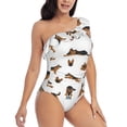 thumbnail image 3 of Sikiie German Shepherd Dog Print Women One Piece Swimsuits Tummy Control One Shoulder Bathing Suits Ruffle Swimwear, From S to XXL-X-Large, 3 of 6