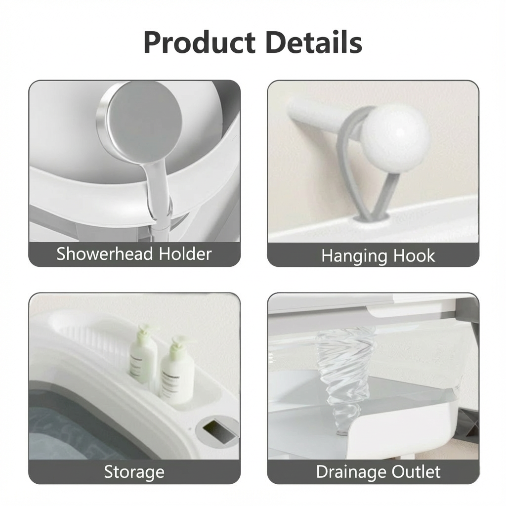 Oioane Collapsible Baby Bathtub with Thermometer photo 6