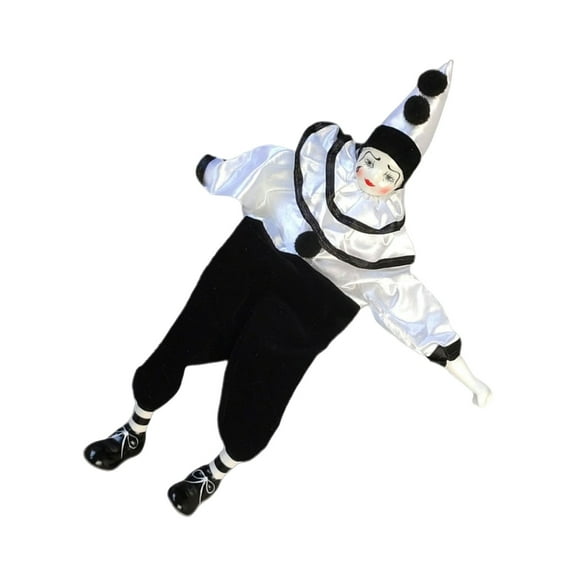 Puppet Porcelain Harlequin Doll in Brocade Clothes For Valentine Gift