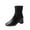 Black, variant on Womens Ankle Sock Boots Square Toe Chunky Block Heel Stretch Faux Leather Back Zipper Office Dating Dress Boots Black Size US6
