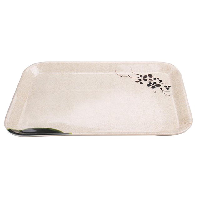 Bandeja de Servicio de Plástico de Melamina con Flores s s para El Buffet Del Partido Del Restaurante Del Hotel en Casa, Vajilla de Porcelan S: 33x15.5x1.9cm Baoblaze Bandeja de servicio