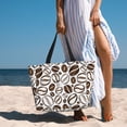 thumbnail image 2 of Beach Bag For Women, Brown White Coffee Bean Print Beach Tote Bag Swim Pool Bag Large Tote With Pockets For Workout., 2 of 2