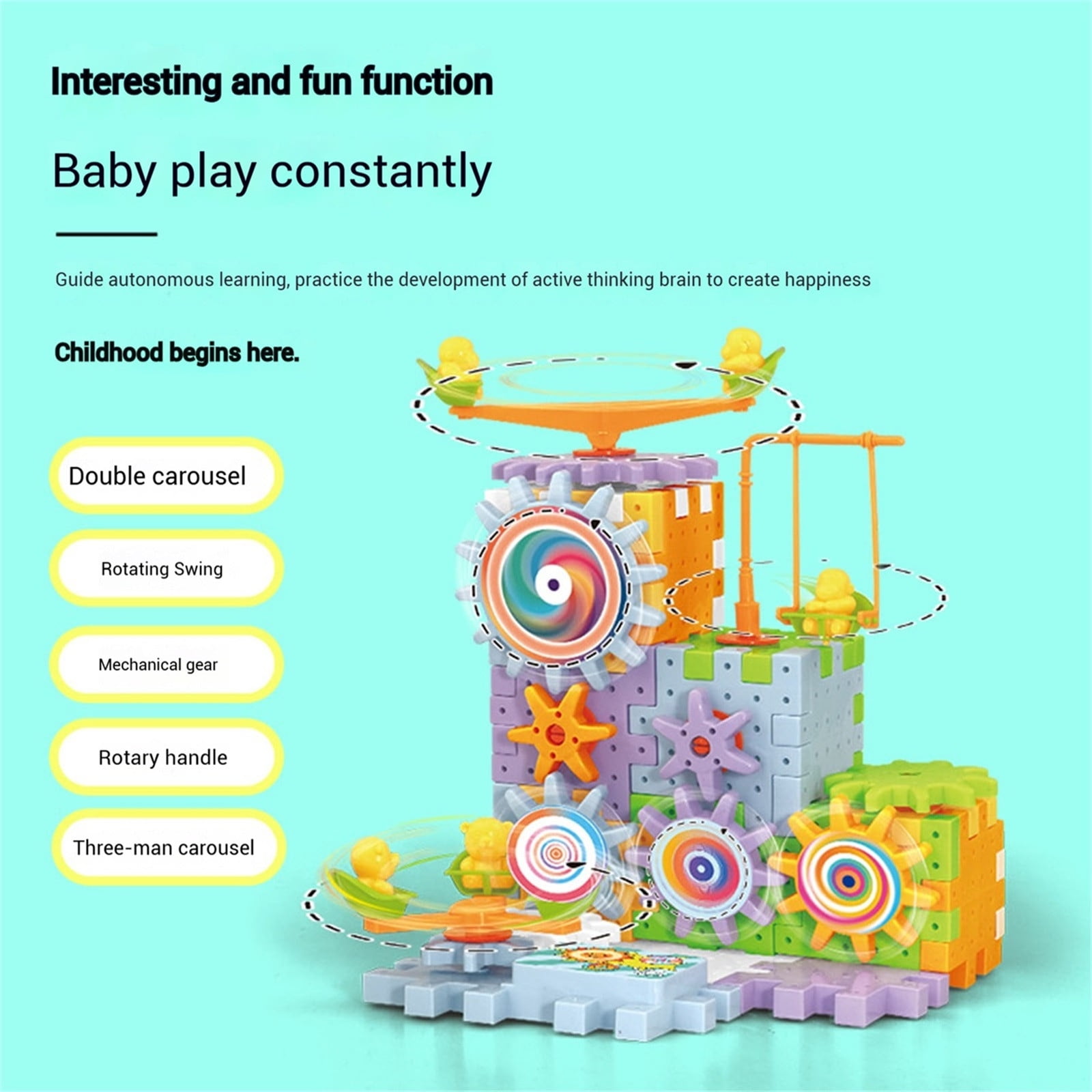 Gear Toys Interlocking Building Blocks for Kids Age3+, 249 Pcs Educational Construction Building Toys Set, Toddlers Creative STEM Montessori Toys for 3 4 5 6 Year Old Boys Girls, Spinning Toys Gifts