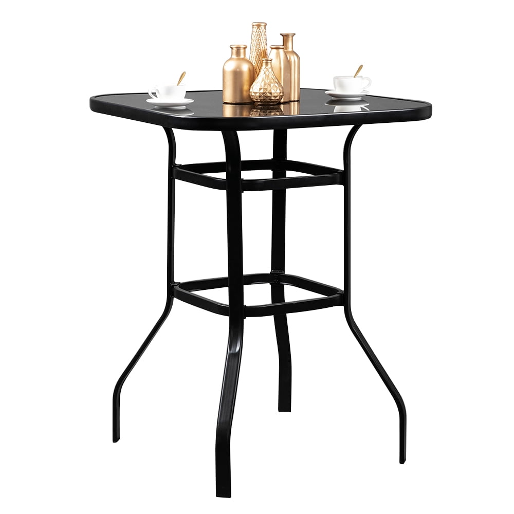 Lowestbest 31"x 31" x 40" Bar Table, Outdoor table, Wrought Iron Glass High Table, furniture Outdoor Patio Table, Black Lowestbest 31"x 31" x 40" Bar Table, Outdoor table, Wrought Iron Glass High Table, furniture Outdoor Patio Table, Black