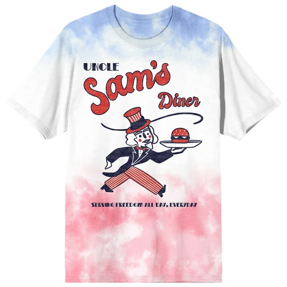 Uncle Sam's Diner Adult Americana Wash Crew Neck Short Sleeve T-shirt-Medium