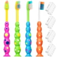 thumbnail image 1 of Cepillos de dientes suaves para niños Paquete de 4 cerdas de hilo dental Cabezales de cepillo de tamaño infantil (3-10 años) Ventosa para almacenamiento fácil y divertido Juego para niñas y niños Cepi, 1 of 6