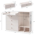 thumbnail image 4 of Linor Baby Changing Table Dresser, 59.1" Large Diaper Changing Station with Wide Top, 4 Drawers, Clothes Rack & Mirror, Modern Nursery Dresser, Nude Pink, 4 of 9