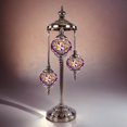 thumbnail image 5 of SILVERFEVER Moroccan Lamps Mosaic Turkish Lamp Colorful Handmade Glass Lanterns 30" Tall- E 12 Light Bulbs Enclosed Orange Blue Floral Burst, 5 of 9