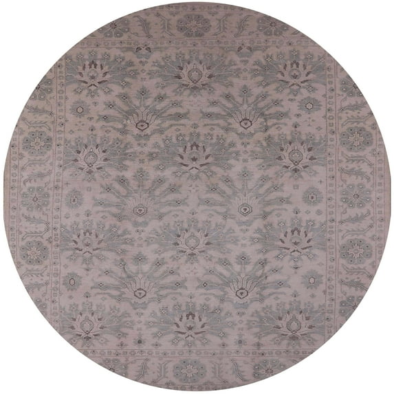 Ahgly Company Machine Washable Indoor Round Industrial Modern Rose Dust Purple Area Rugs, 8' Round