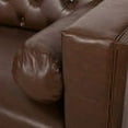thumbnail image 4 of GDF Studio Neilan Contemporary Faux Leather Tufted 3 Seater Sofa with Bolster Pillows, Dark Brown and Espresso, 4 of 8