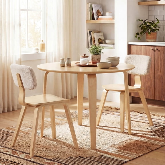 DRAZUNO 3PCS Dining Table Set with 2 Padded Dining Chairs, Circle Dinner Dinette Table