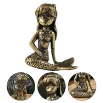 MOKKHNB 1Pack Mermaid Figure Aquarium Mermaid Decor Brass Home Garden Office Collectors Ornament