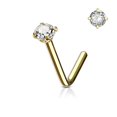 thumbnail image 1 of Nose Ring Stud L-Shape Surgical Steel Screw Piercing 3MM Set CZ Gem 20G 18G 6MM, 1 of 10