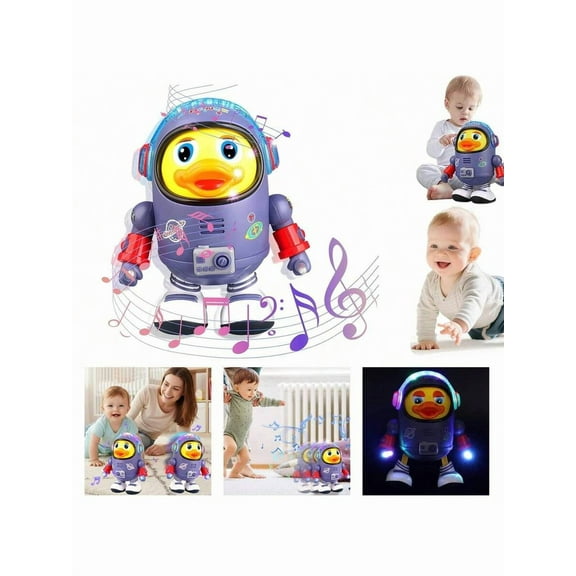 Dancing Space Duck Musical Toy for Toddlers, Interactive Electric Walking Duck with LED Lights and Music, Sensory Learning Toy for Boys and Girls, Gift for Ages 1-3