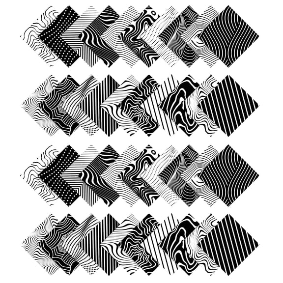 Soimoi Geometric Print Precut 5-inch Cotton Fabric Quilting Squares Charm Pack DIY Patchwork Sewing Craft- White & Black