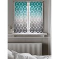 thumbnail image 5 of Teal Grey Ombre Morocco Pattern Sheer Kitchen Tier Curtains 45 Inch length,Rod Pocket Half Curtains & Drapes,Modern Moroccan Geometric Chiffon Cafe Bathroom Window Treatments 2 Pcs 27.5"W x 45"L, 5 of 7