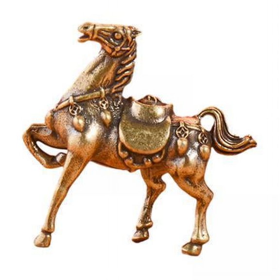 guohui 2xHorse Statue Horse Figurines Vintage Crafts Gift Horse Ornament Horse Sculpture for Desk Office Bedroom Shelf Home Decoration , Gold, 2 Pcs